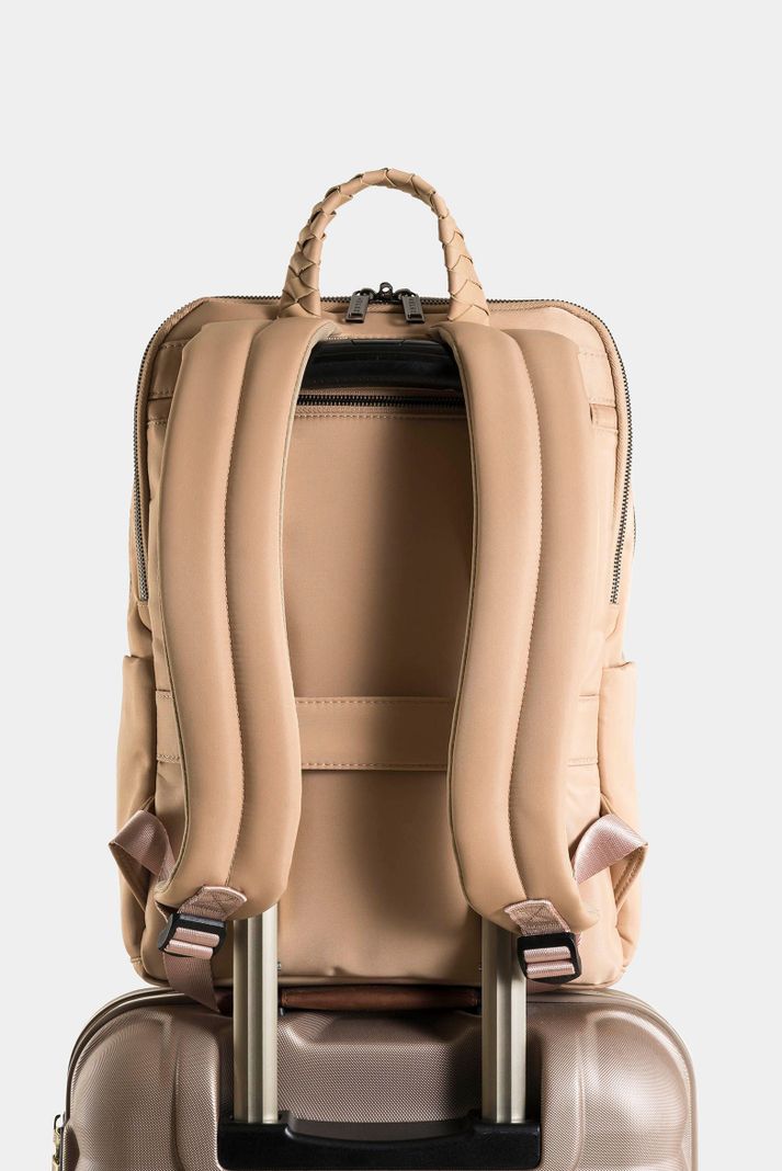 Vélez Tula Morral Nylon Reciclado Mujer Manija Trenzada Arena-2