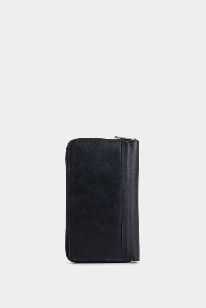 Vélez Porta Pasaporte Marmol Cuero Para Mujer Grabado Negro-2