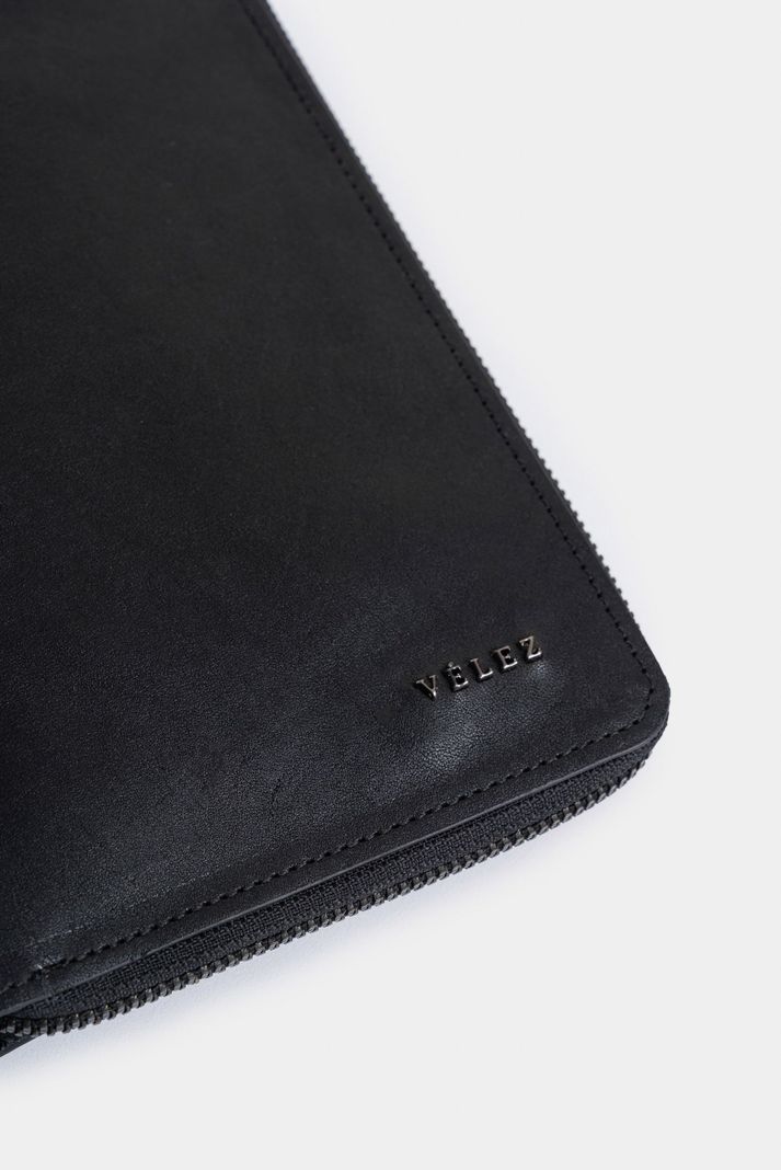 Vélez Porta Pasaporte Marmol Cuero Para Mujer Grabado Negro-3