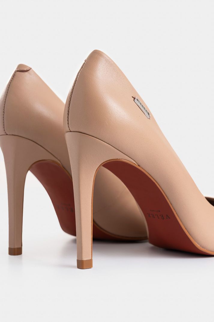Vélez Tacones Cerrados De Cuero Liso Natural-4