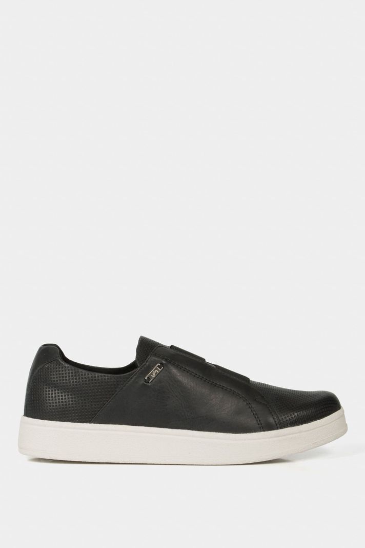Vélez Mocasines Forma De Cuero Grabado Negro-0