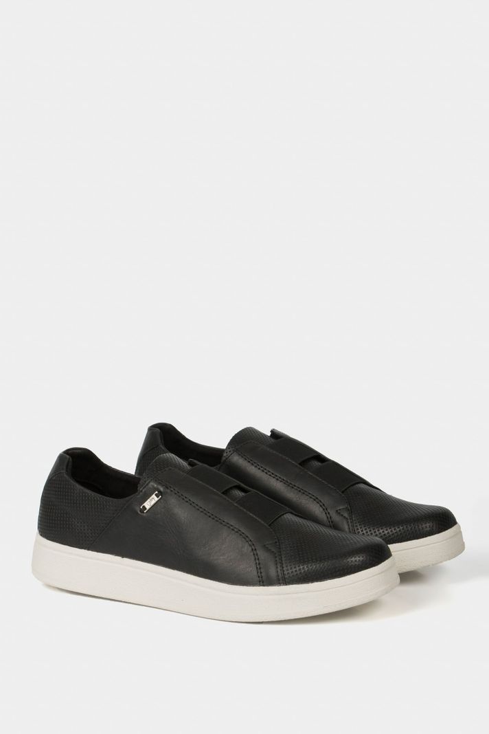 Vélez Mocasines Forma De Cuero Grabado Negro-1