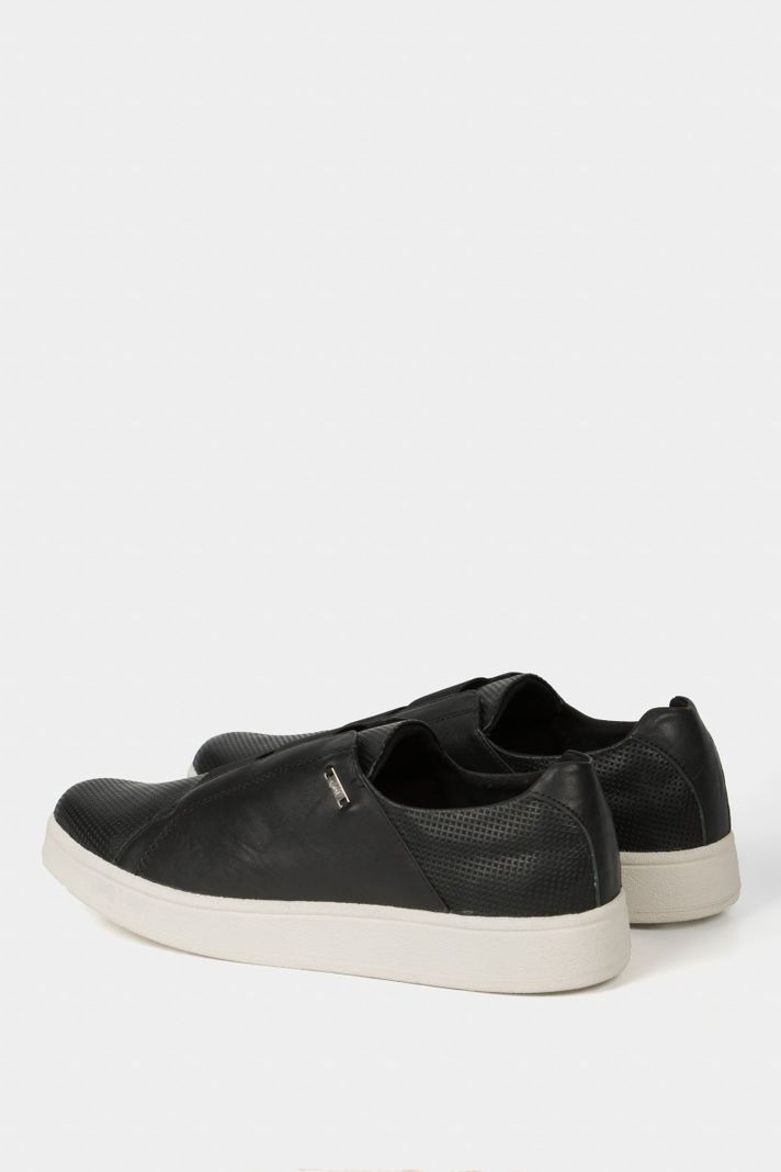 Vélez Mocasines Forma De Cuero Grabado Negro-2