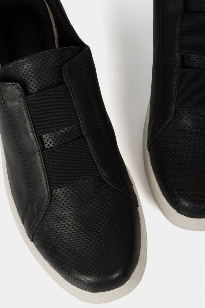 Vélez Mocasines Forma De Cuero Grabado Negro-3