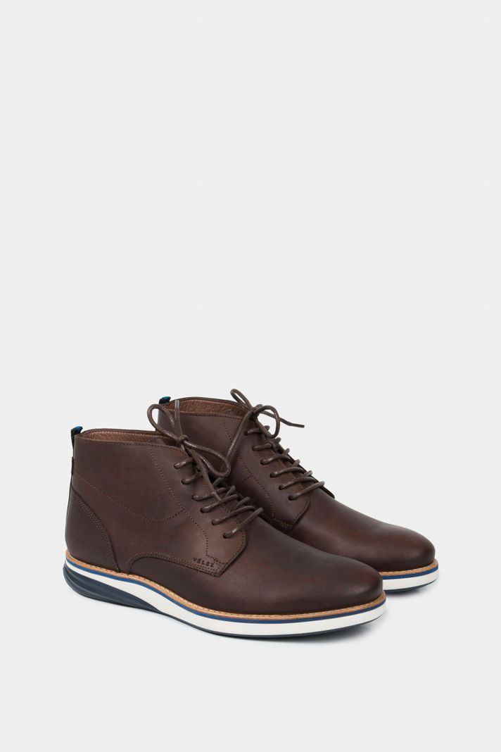 Vélez Botas Casual Play Cuero Hombre Efecto Envejecido Café-1
