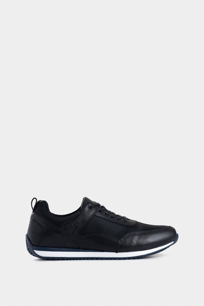 Vélez Tenis Engeil 3 Cuero Para Hombre Detalle Textil Negro-0