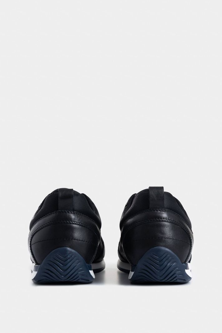 Vélez Tenis Engeil 3 Cuero Para Hombre Detalle Textil Negro-2