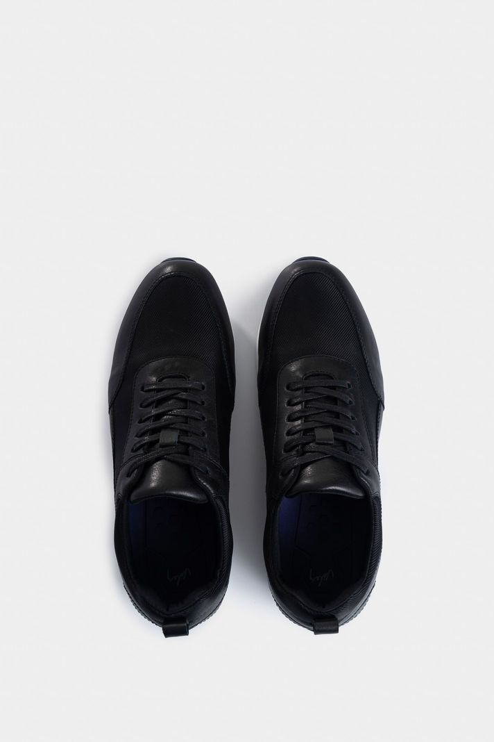Vélez Tenis Engeil 3 Cuero Para Hombre Detalle Textil Negro-3