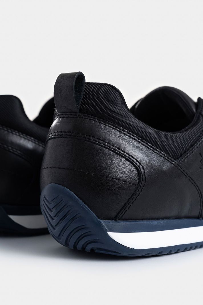 Vélez Tenis Engeil 3 Cuero Para Hombre Detalle Textil Negro-4