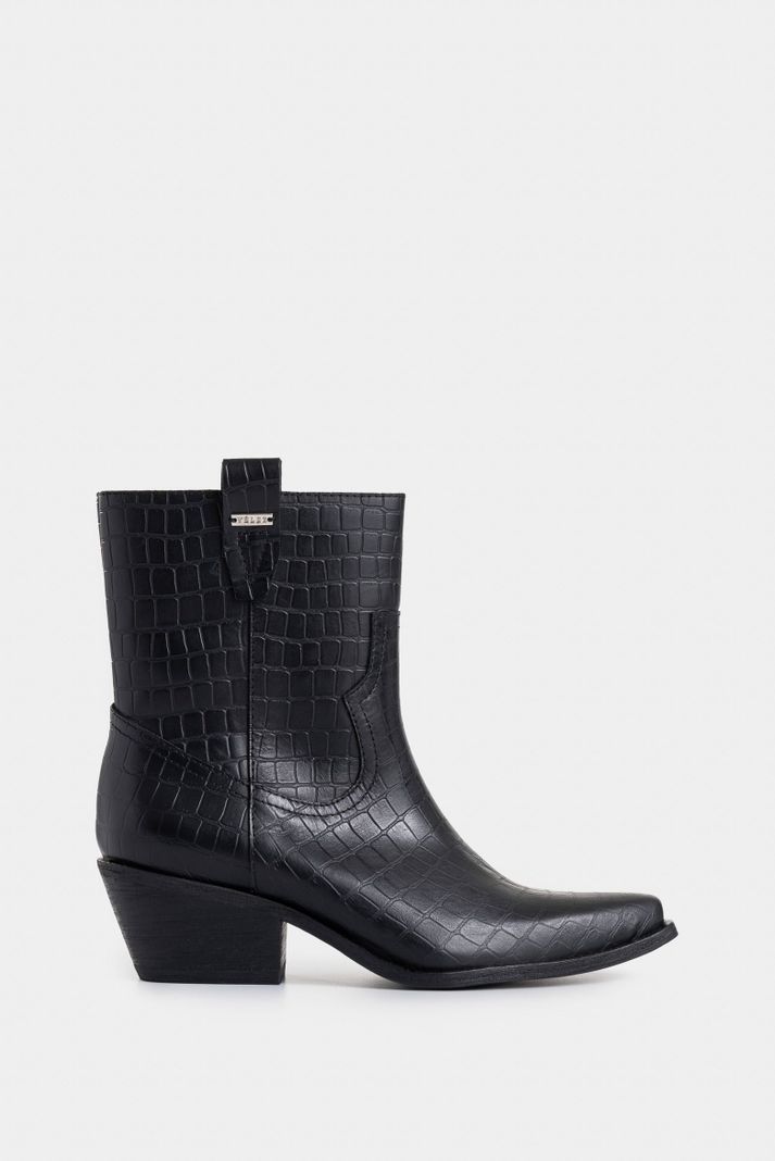 Vélez Botines Texanos Aine  Cuero Folia Mujer Efecto Negro-0