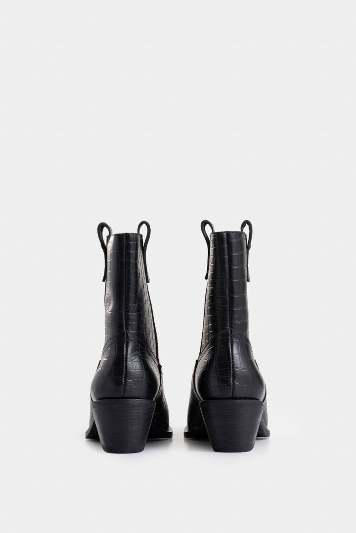 Vélez Botines Texanos Aine  Cuero Folia Mujer Efecto Negro-2