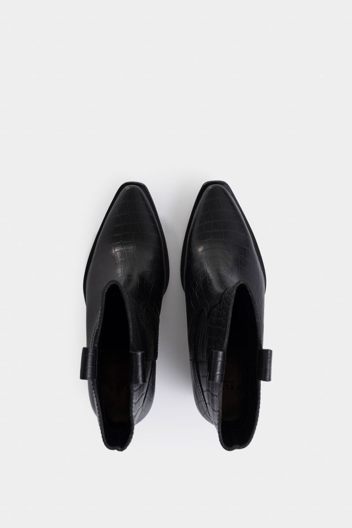 Vélez Botines Texanos Aine  Cuero Folia Mujer Efecto Negro-3