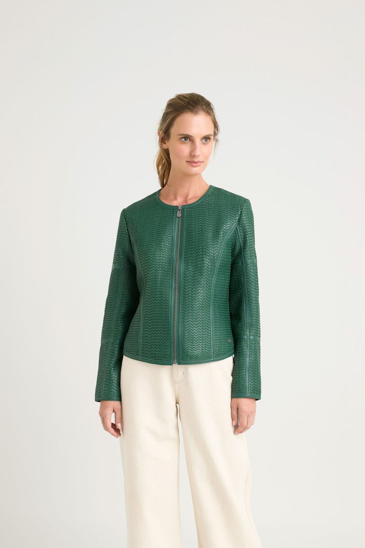 Vélez Casaca Woven De Cuero Verde-0