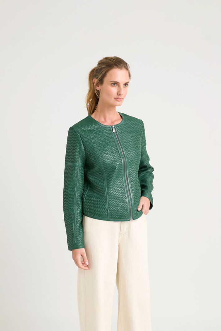 Vélez Casaca Woven De Cuero Verde-3