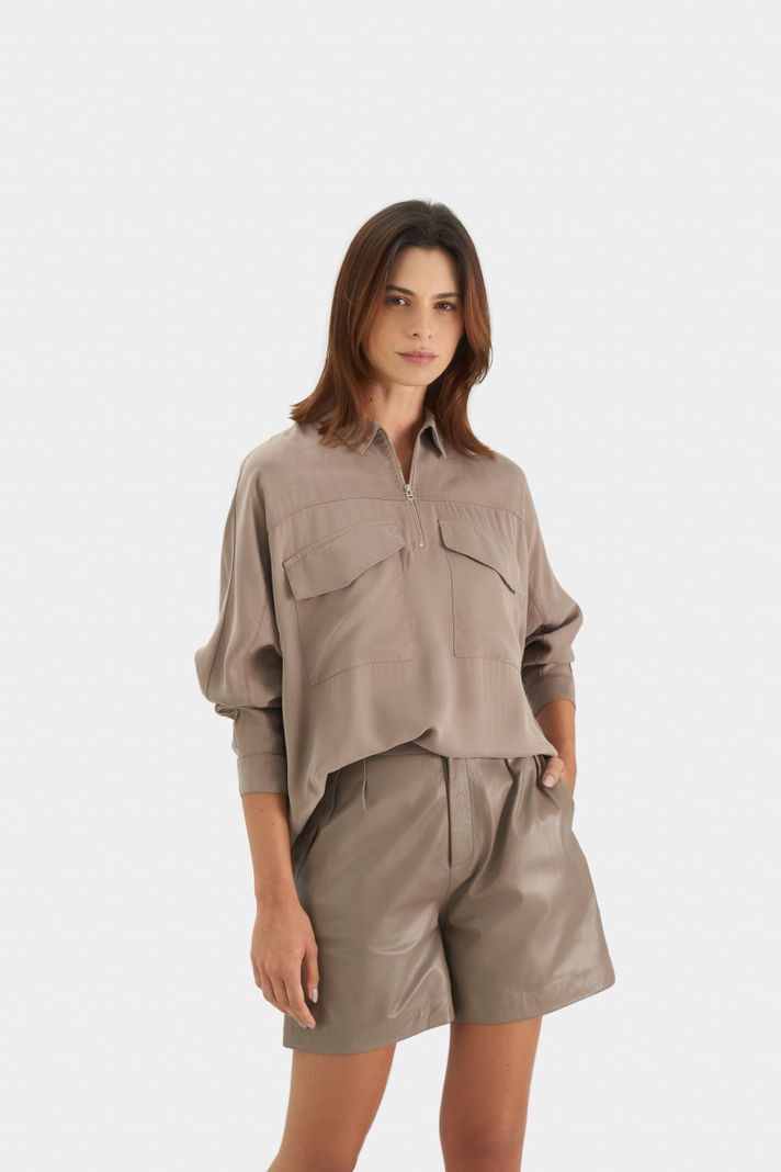 Vélez Camisa Uyuni Para Mujer Estilo Cargo Canela-0