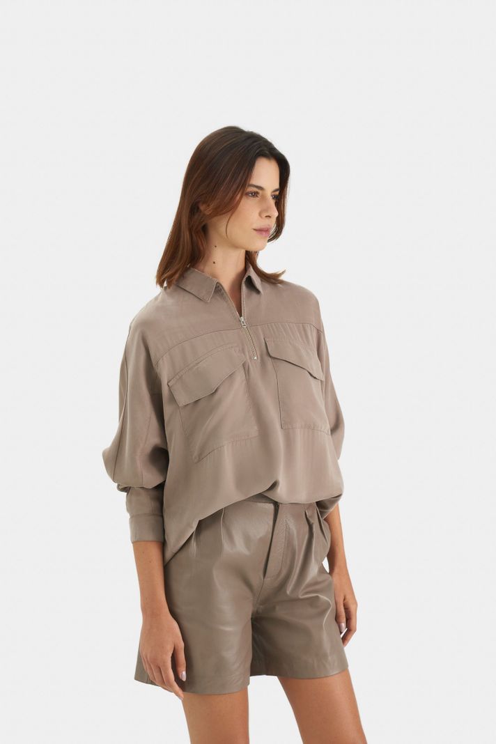 Vélez Camisa Uyuni Para Mujer Estilo Cargo Canela-2