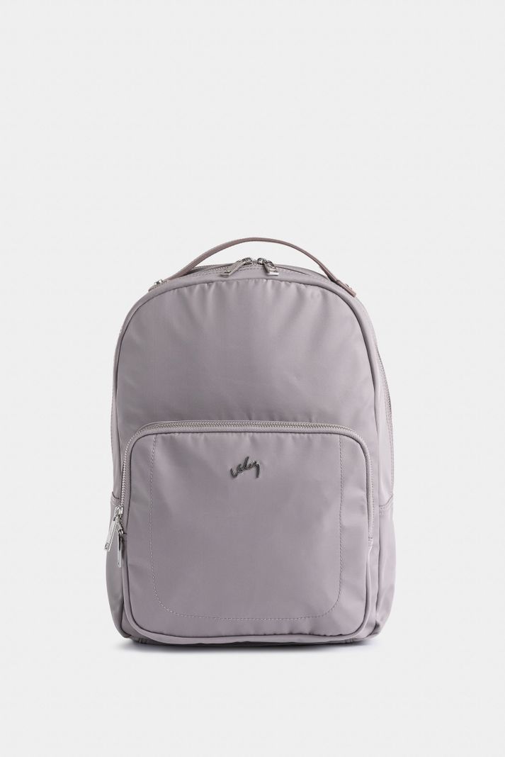 Morral Púrpura de lona para mujer manija cuero gris-0