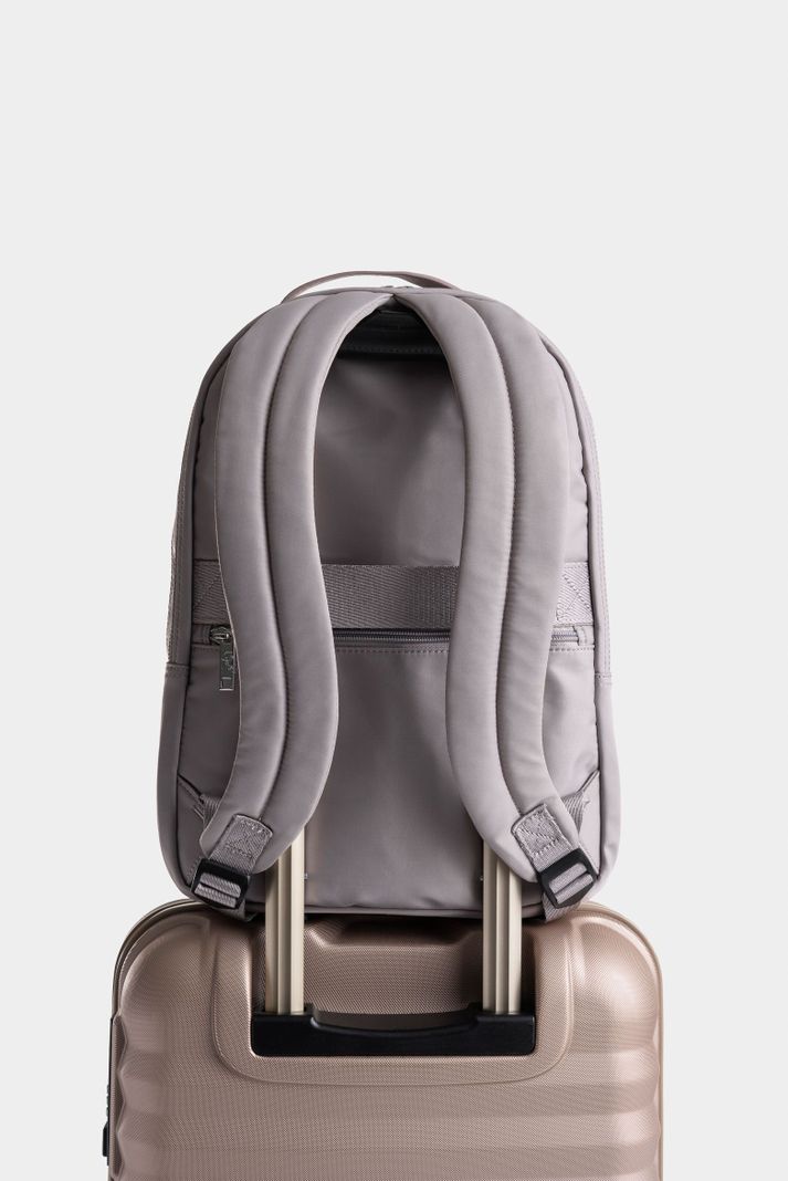 Morral Púrpura de lona para mujer manija cuero gris-2