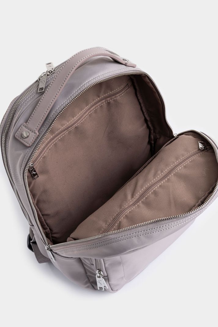 Morral Púrpura de lona para mujer manija cuero gris-4