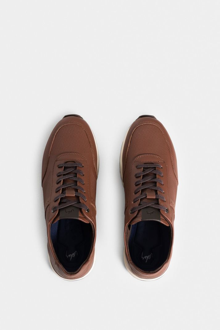 Vélez Tenis vuelos De Cuero Para Hombre Texturas Miel-3