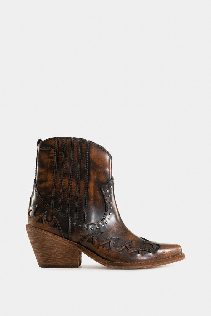 Vélez Botines Namib De Cuero Para Mujer Taches Decor Miel-0