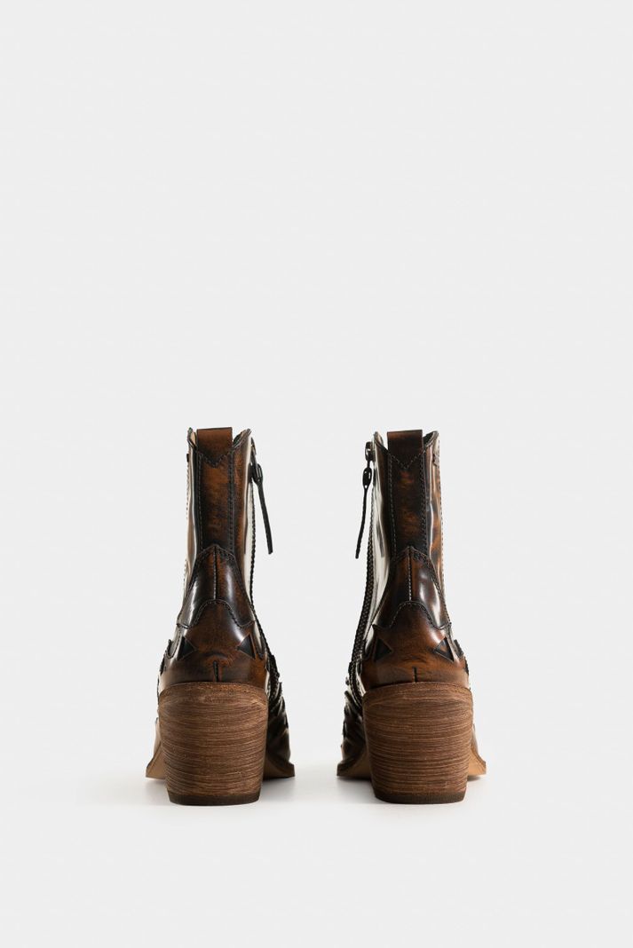 Vélez Botines Namib De Cuero Para Mujer Taches Decor Miel-2