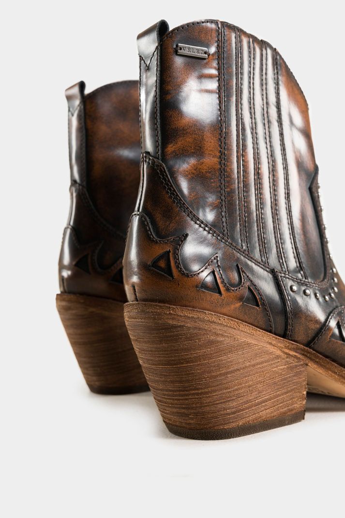 Vélez Botines Namib De Cuero Para Mujer Taches Decor Miel-4