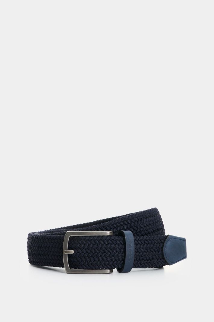 Velez Cinturon Trenzado Cuero Hombre Tyvi 2.0 Azul Oscuro