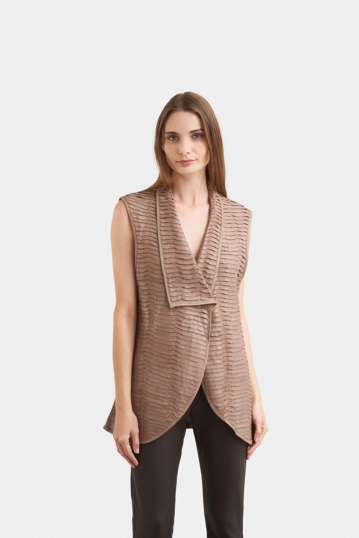 Vélez Chaleco Kalahari Cuero Para Mujer Silueta Recta Canela-0