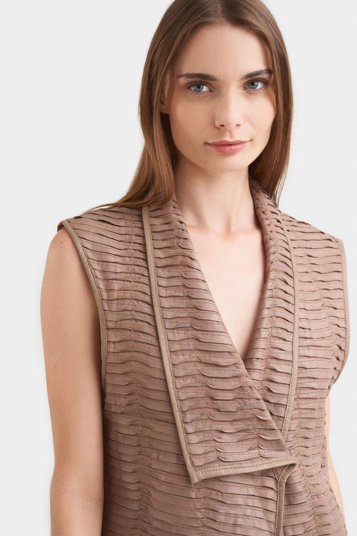 Vélez Chaleco Kalahari Cuero Para Mujer Silueta Recta Canela-1