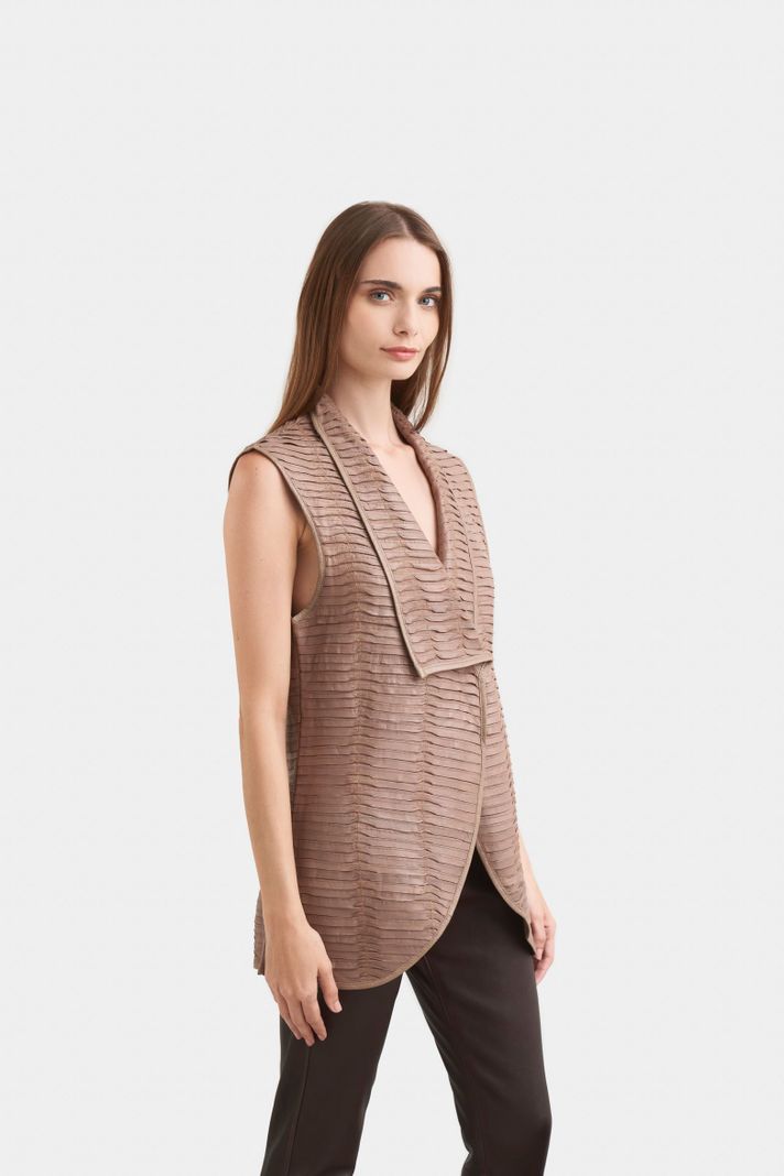Vélez Chaleco Kalahari Cuero Para Mujer Silueta Recta Canela-2