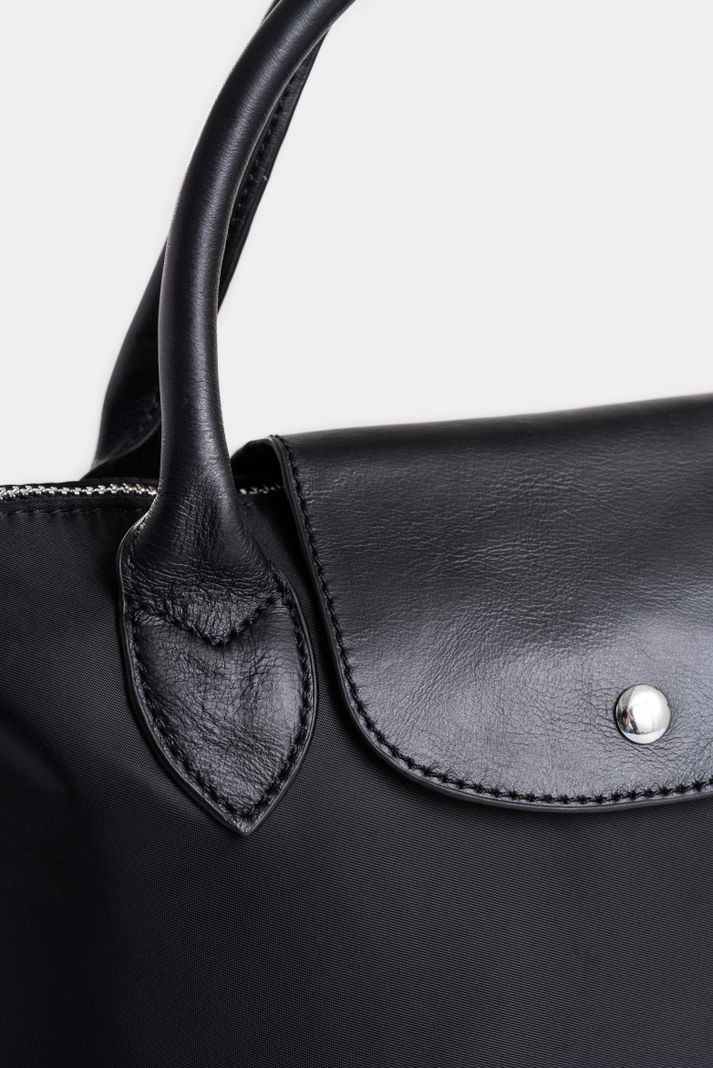 Vélez Bowling Ámbar En Lona Para Mujer Detalle Cuero Negro-3