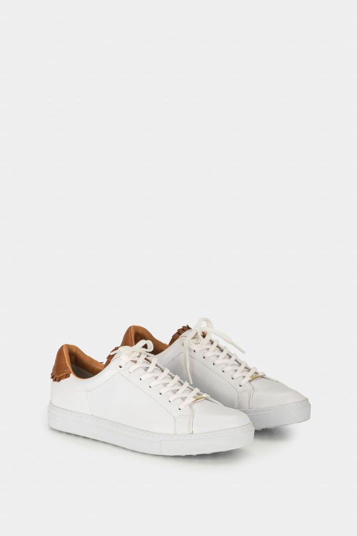 Vélez Tenis Casual De Cuero Combinados Blanco-1