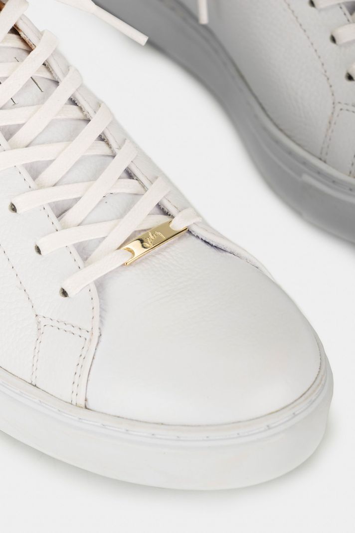 Vélez Tenis Casual De Cuero Combinados Blanco-3