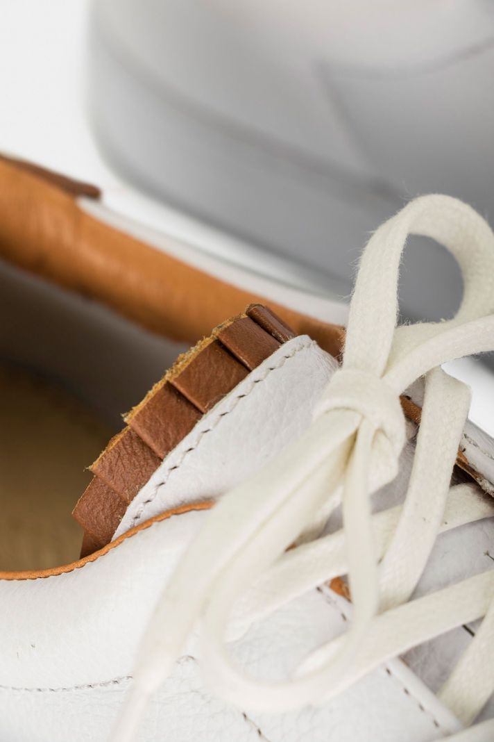Vélez Tenis Casual De Cuero Combinados Blanco-4