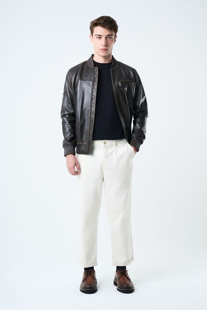 Vélez Chaqueta Sika De Cuero Hombre Silueta Rider Bronce VÉLEZ