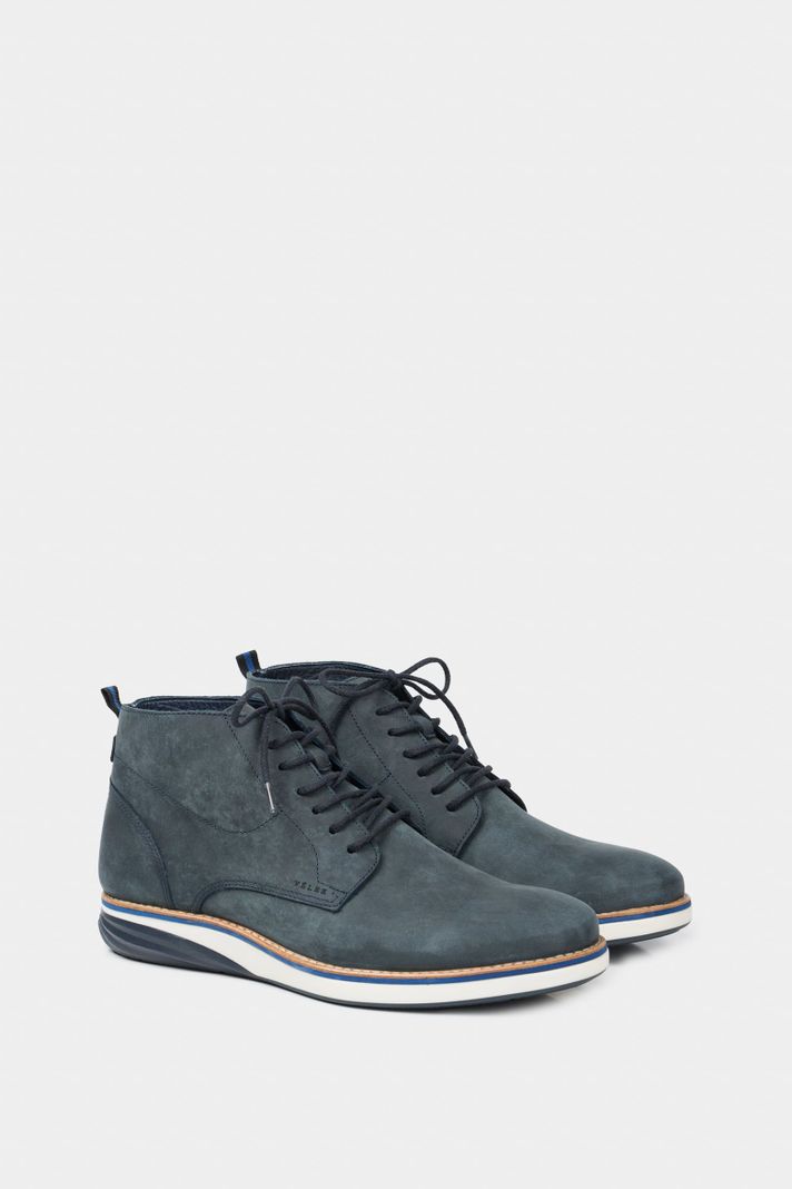 Vélez Botas Casual Play Cuero Hombre Efecto Envejecido Azul-1