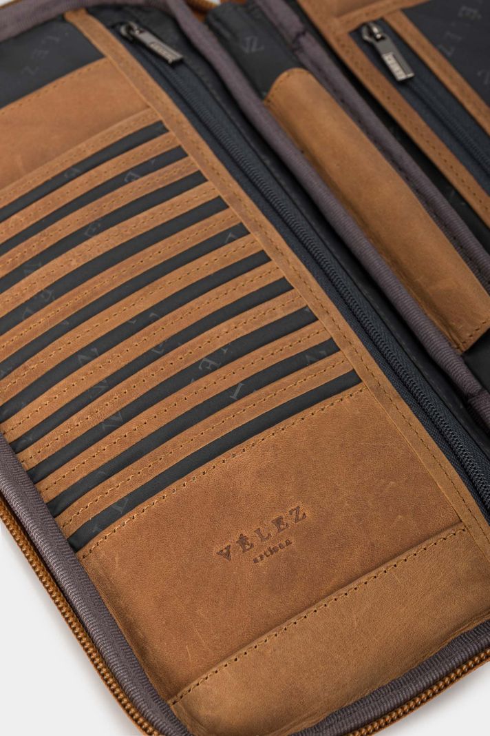 Vélez Porta Pasaporte De Cuero Para Hombre Ibis Miel-5