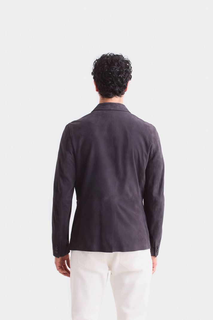 Vélez Blazer Niger De Gamuza Hombre Fit Semi Ajustado Gris-4