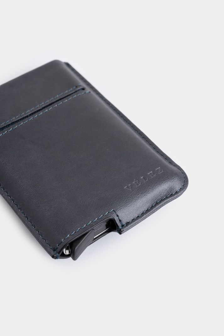 Vélez Porta Documentos De Cuero Miniwallet Azul Osc-3
