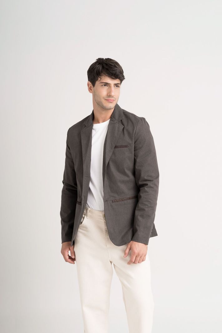Vélez Blazer SoftTouch Paño Hombre Silueta Semi Fitted Café-0