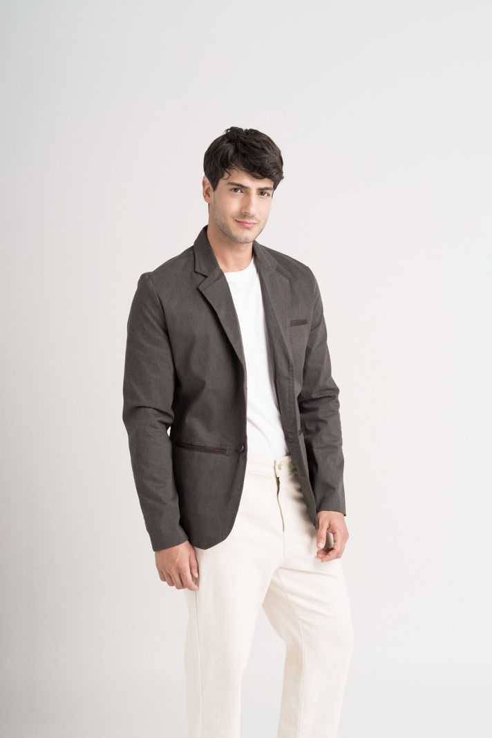 Vélez Blazer SoftTouch Paño Hombre Silueta Semi Fitted Café-3
