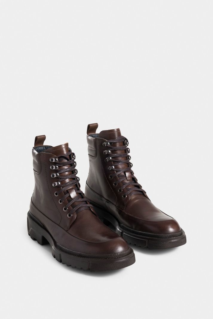 Vélez Botas Navigli Cuero Para Hombre Suela Tractorada Café-1
