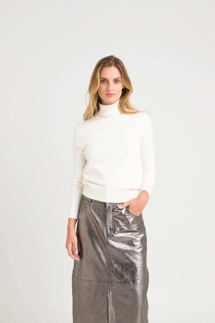 Vélez Sweater Tejido Básico Maqui Mujer Cuello Tortuga Crema-0