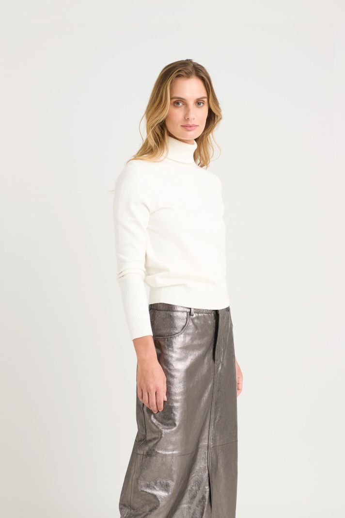 Vélez Sweater Tejido Básico Maqui Mujer Cuello Tortuga Crema-3