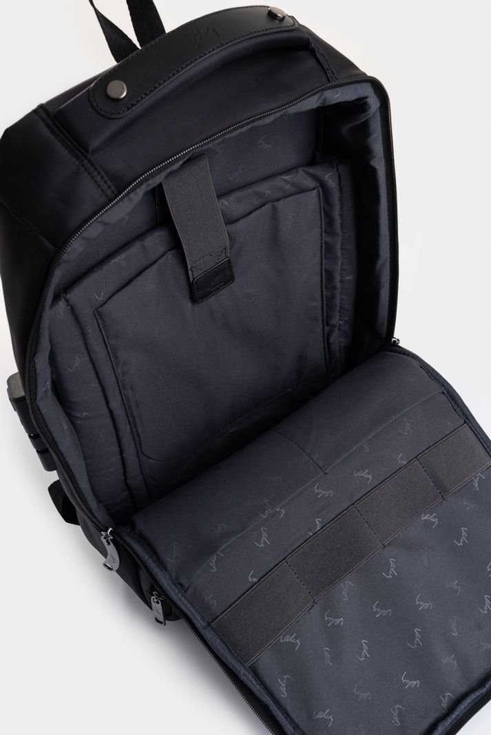 Vélez Tula Morral Nolan De Lona y Cuero Hombre Estilo Negro-4