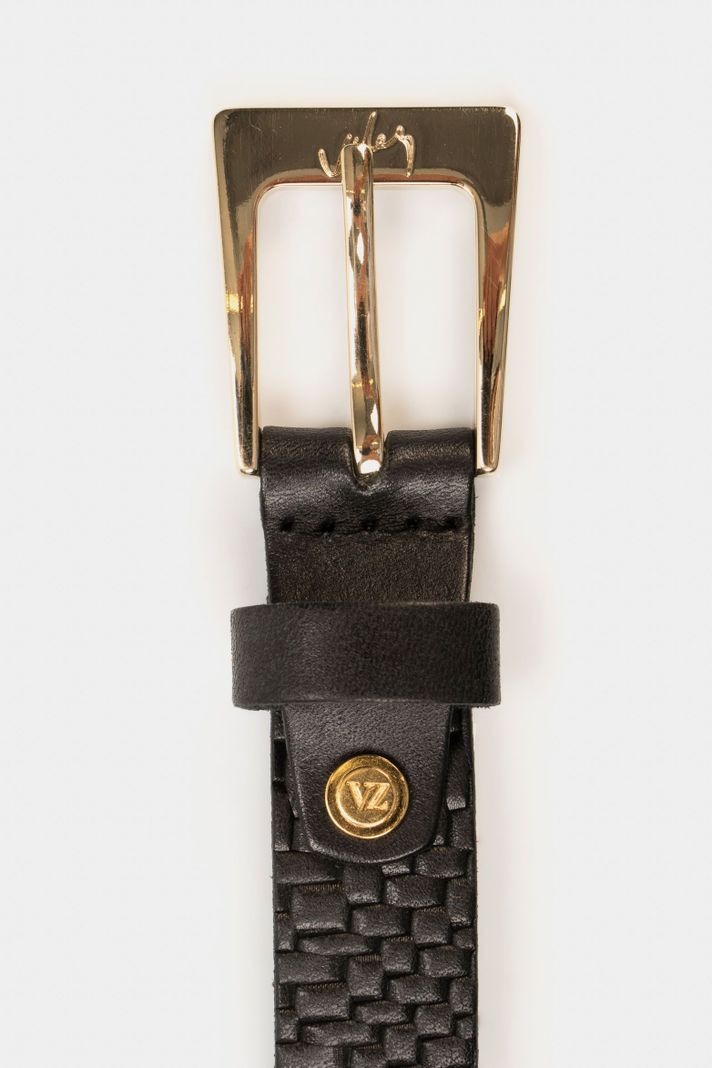 Vélez Cinturón Unifaz Butan De Cuero Textura Artesanal Negro-2