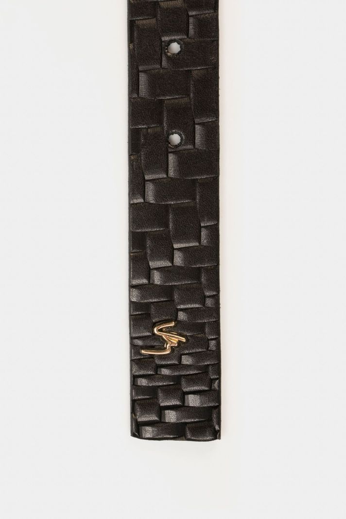 Vélez Cinturón Unifaz Butan De Cuero Textura Artesanal Negro-3