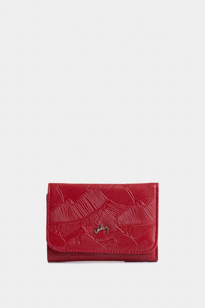 Vélez Billetera Colory Cuero Mujer Grabado Palmeras Rojo-0