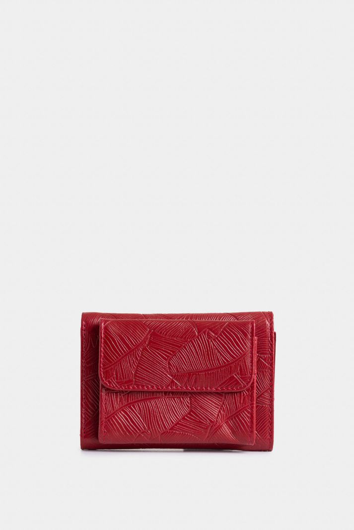 Vélez Billetera Colory Cuero Mujer Grabado Palmeras Rojo-2